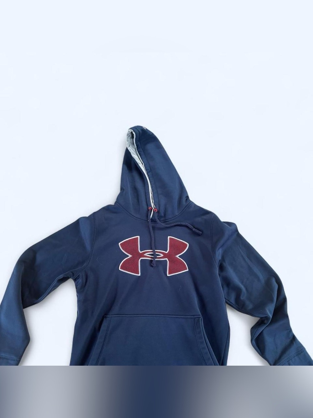 Under Armour Navy Hoodie with Red Trim and White Logo